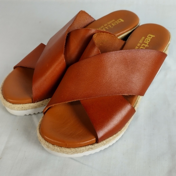 Bertuchi Women's Sandals Leather Slip On Wedge Brown Women’s Size 7.5" US/38 EU - Picture 4 of 16